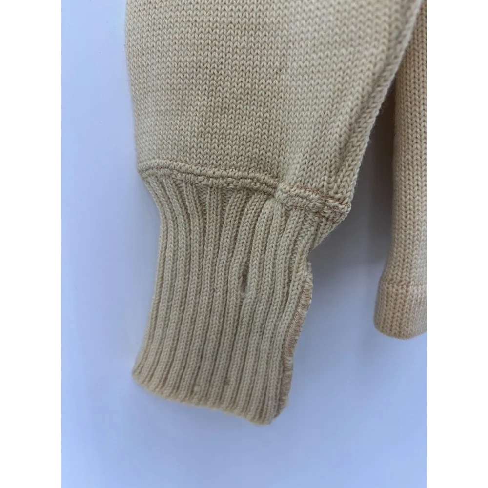 Varsity Natch Cardigan Sweater Mens Beige Wool Muncy Creek Patch 40 Vintage